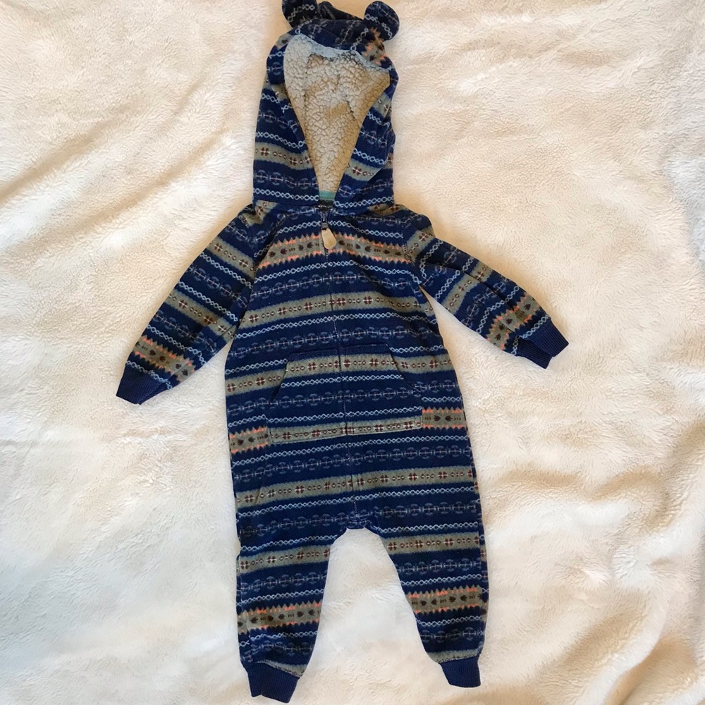 Cozy Blue Patterned Baby Onesie